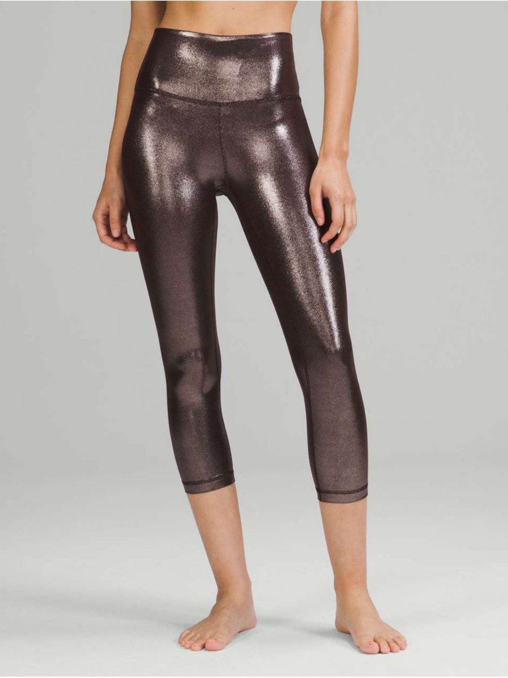 Lululemon Align High-Rise Crop Leggings Size 6 Shine Brown Nulu Yoga Pants